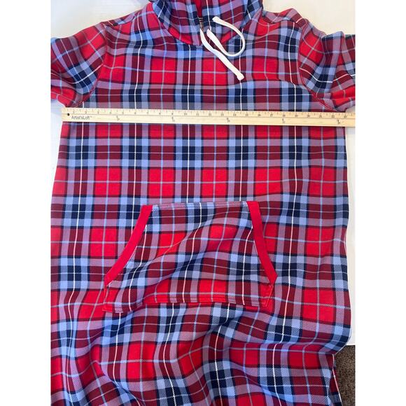 Lands' End Serious Sweats Hooded Lounger Gown Red White Blue Plaid Size L - Picture 12 of 14